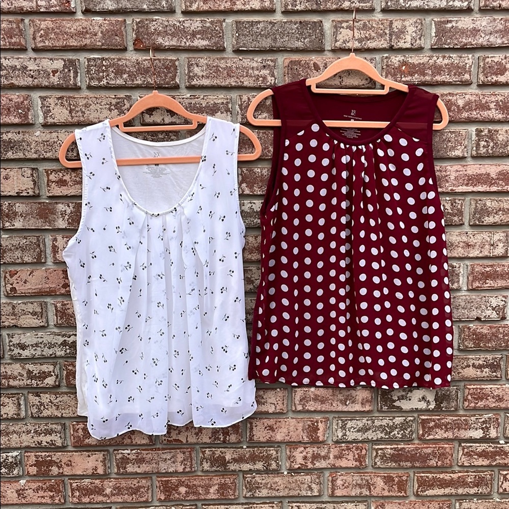 NY&Company- sleeveless tops- round neck,pleated- set of 2